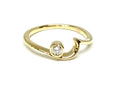 Wave Seeker Ring with Bezel Set Diamond - Yellow Gold