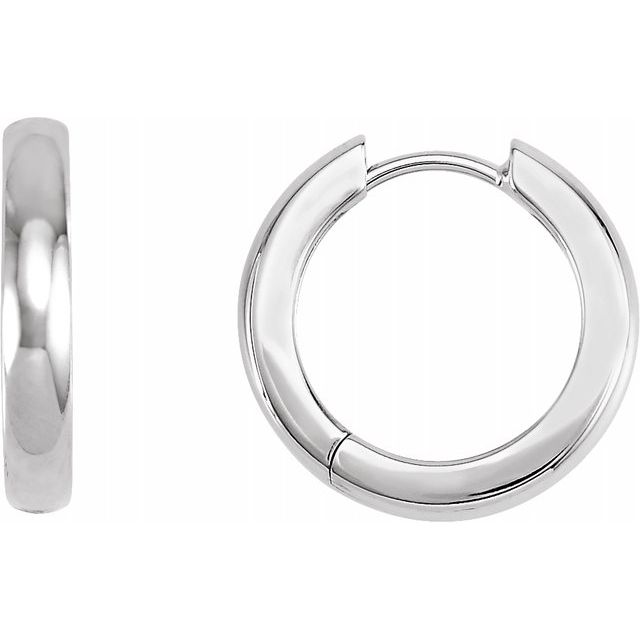 Huggie Style Hoop Earrings 17.5mm - White Gold