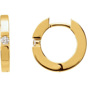 Huggie Style Diamond Hoop Earrings - Yellow Gold