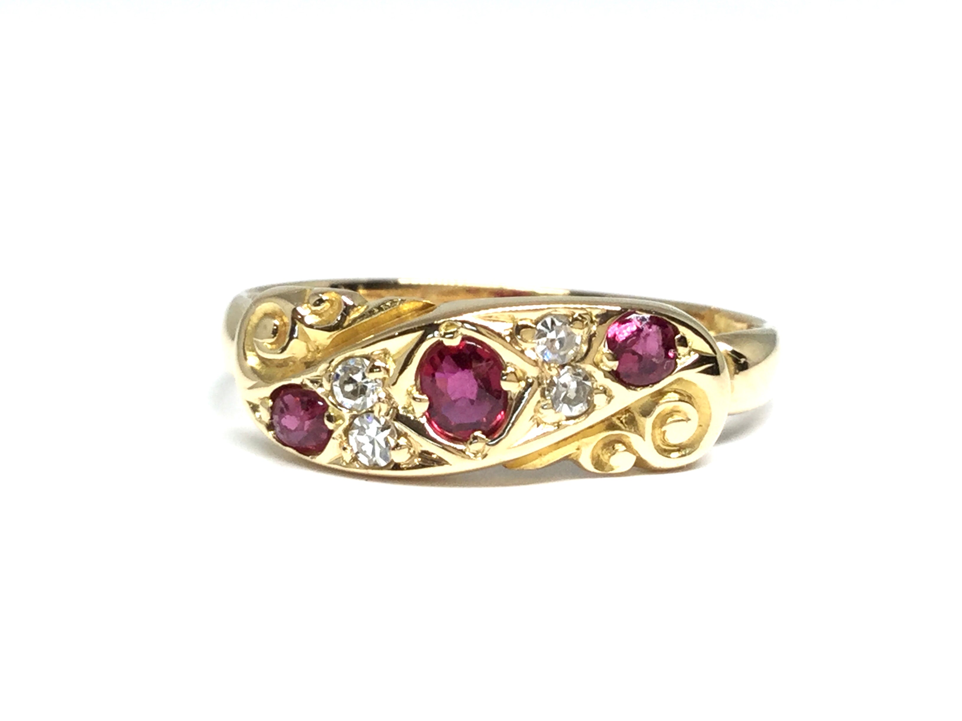 Victorian Ruby and Diamond Ring - Yellow Gold