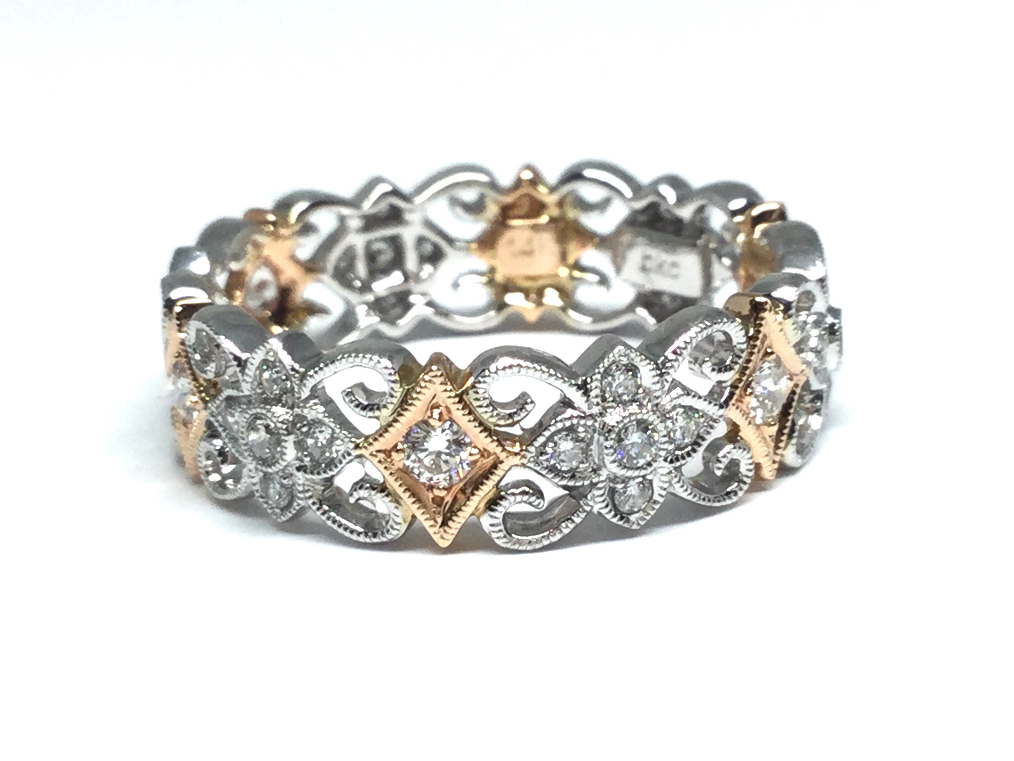 Filigree Diamond Eternity Band - Two Tone
