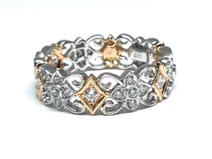 Filigree Diamond Eternity Band - Two Tone