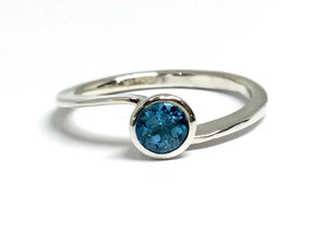 Blue Topaz Wavy Stacking Ring - Silver
