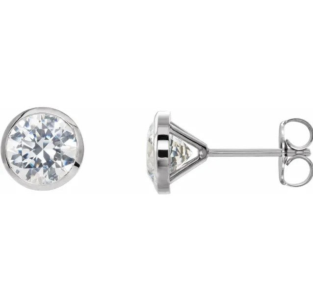 Diamond Bezel Stud Earrings 0.26ctw - White Gold