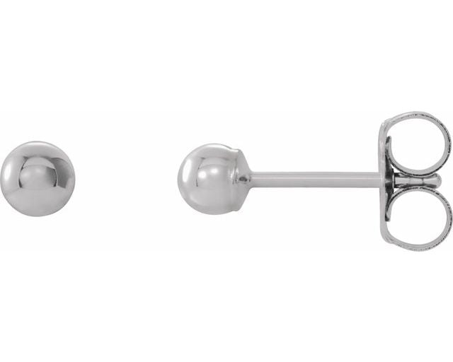 3.0mm Ball Stud Earrings - White Gold