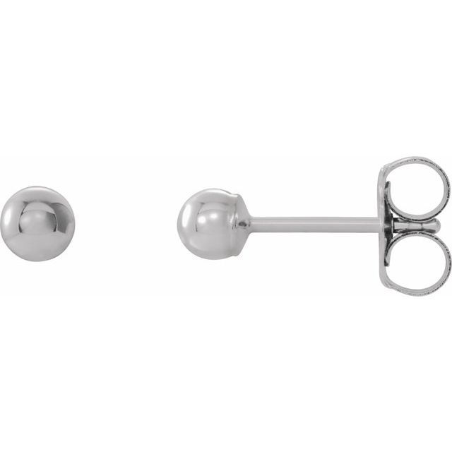 3.0mm Ball Stud Earrings - White Gold