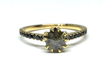 Load image into Gallery viewer, Pentagon Shape Diamond Ring w/ Black Diamonds - Yellow Gold
