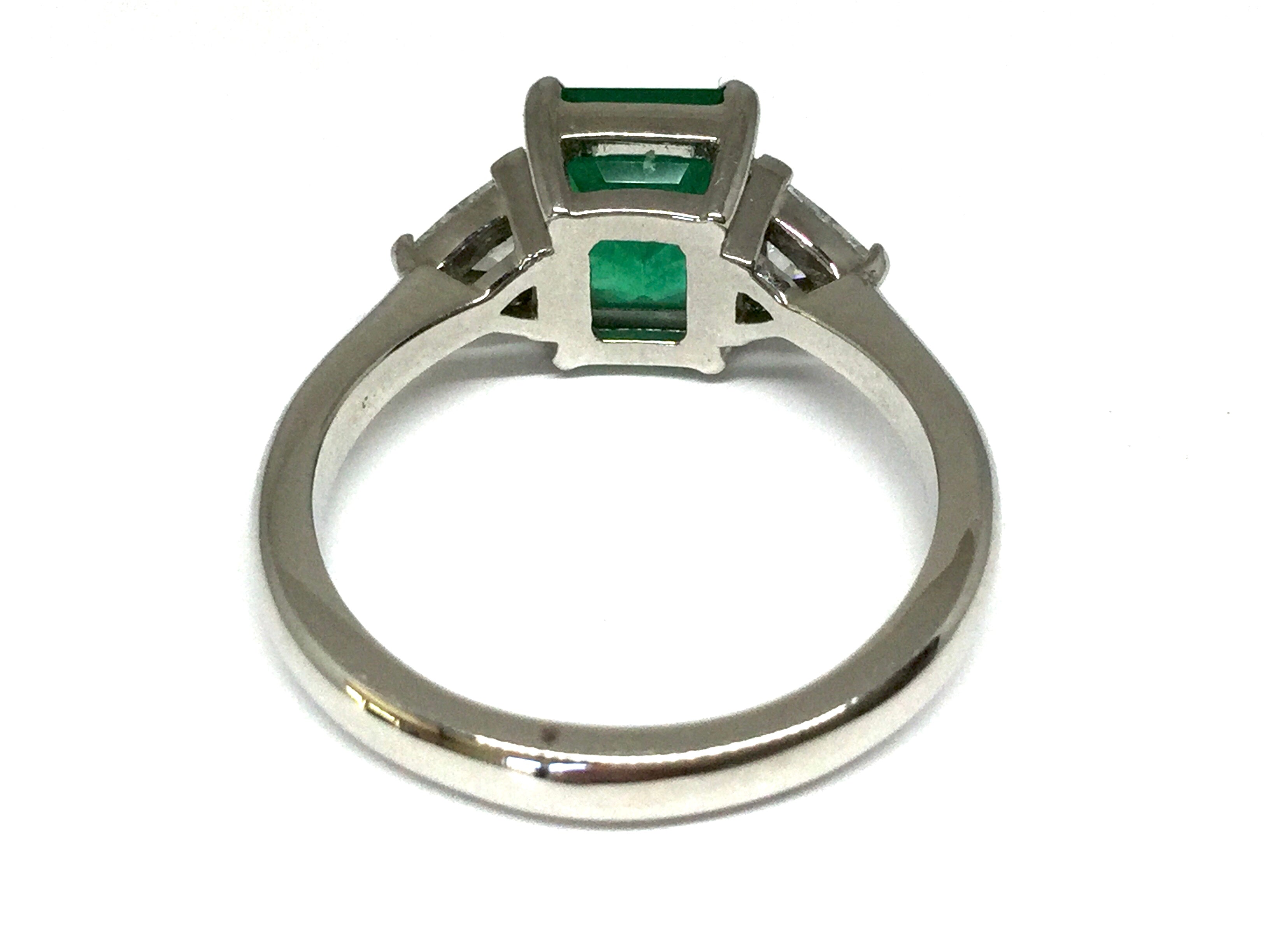 1.76ct Emerald & Diamond 3 Stone Ring - Platinum
