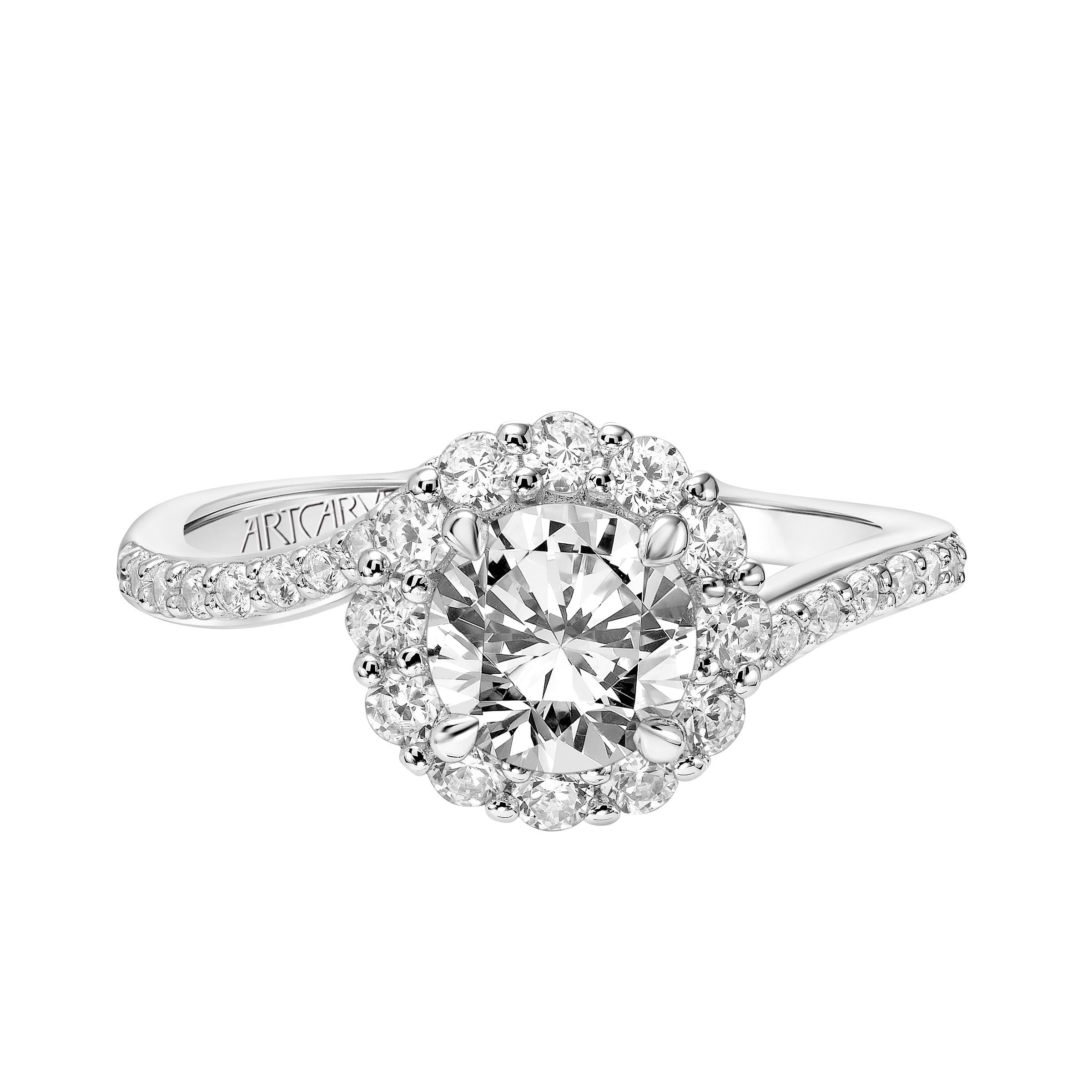1.50ctw Wave/Swirl Design Diamond Halo Ring GIA - White Gold