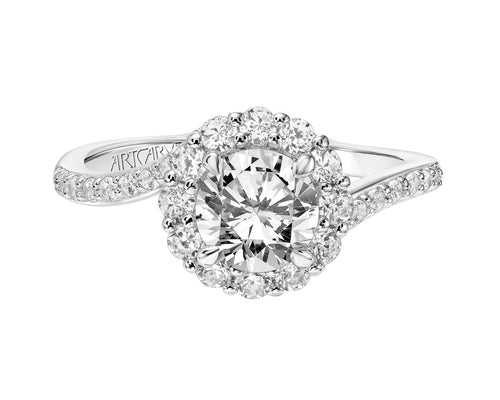 1.50ctw Wave/Swirl Design Diamond Halo Ring GIA - White Gold