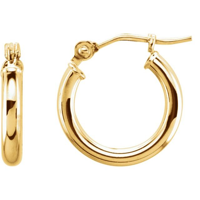 Hoop Earrings 13 x 2mm - Yellow Gold