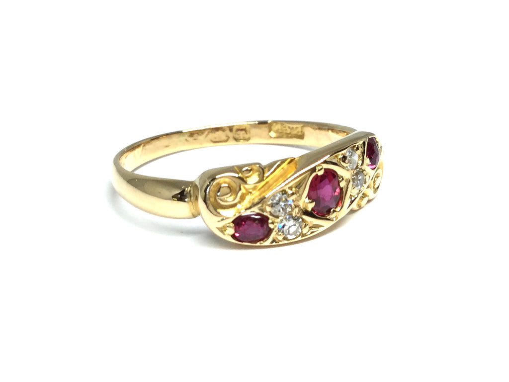 Victorian Ruby and Diamond Ring - Yellow Gold
