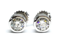 Load image into Gallery viewer, Diamond Bezel Stud Earrings 1.06ctw - White Gold
