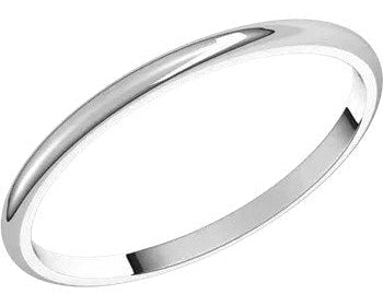 1.5mm Half Round Band - White Gold