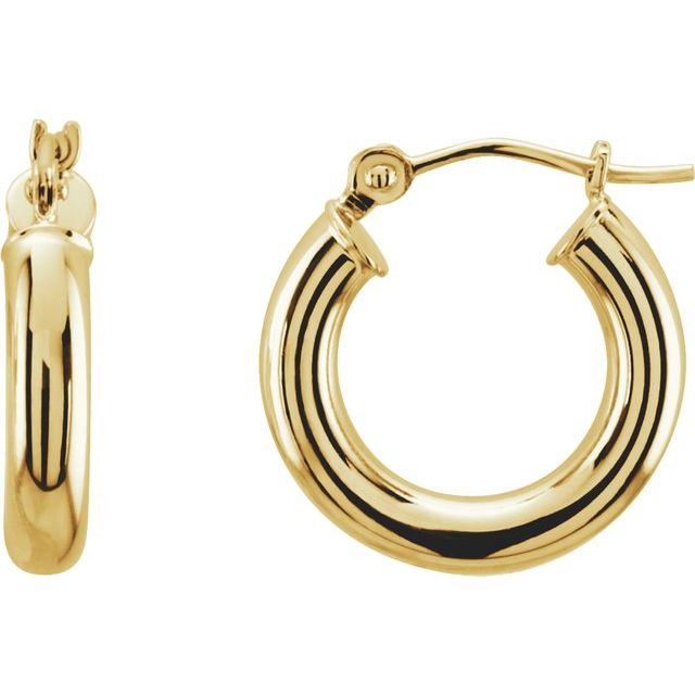 15 x 3mm Hoop Earrings - Yellow Gold