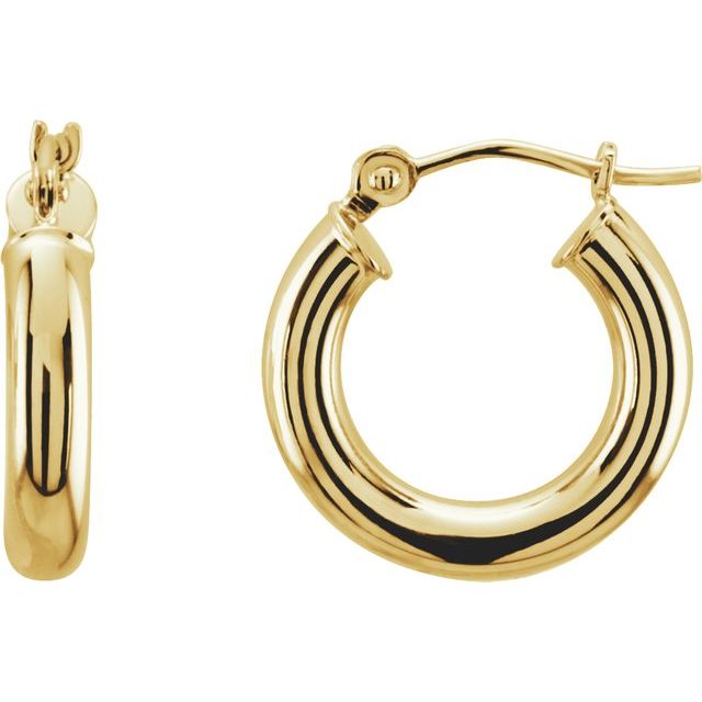 Hoop Earrings 15 x 3mm - Yellow Gold