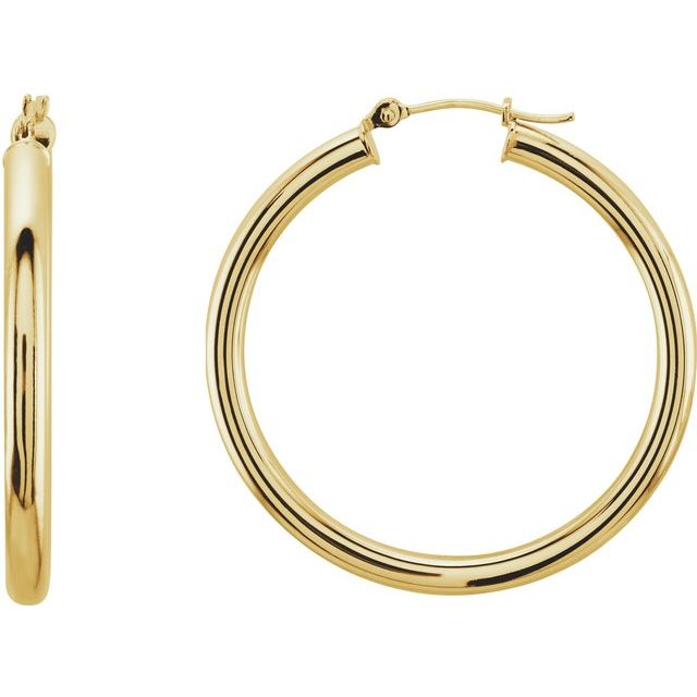 35 x 3mm Hoop Earrings - Yellow Gold