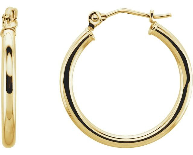 20 x 2mm Hoop Earrings - Yellow Gold
