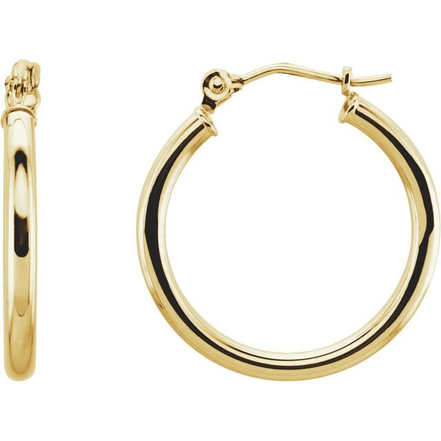 20 x 2mm Hoop Earrings - Yellow Gold