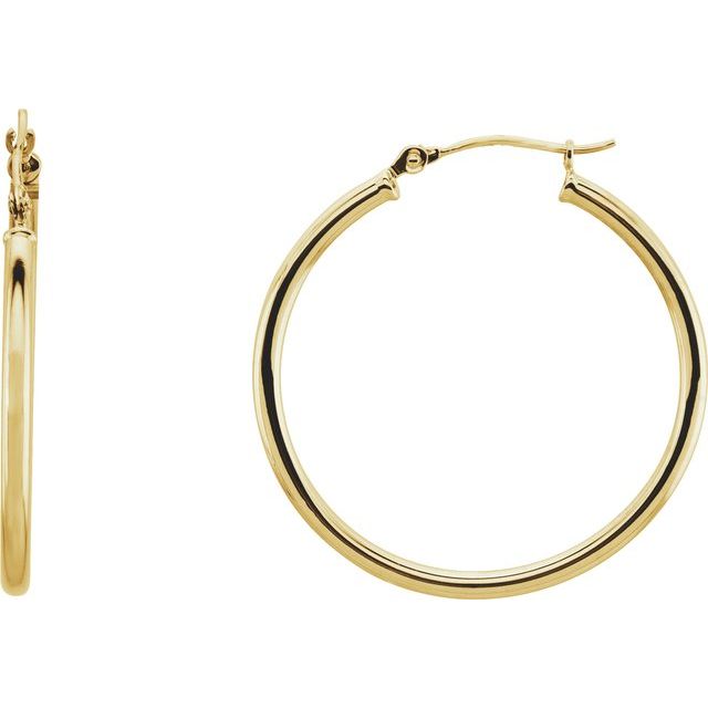 Hoop Earrings 30 x 2mm - Yellow Gold