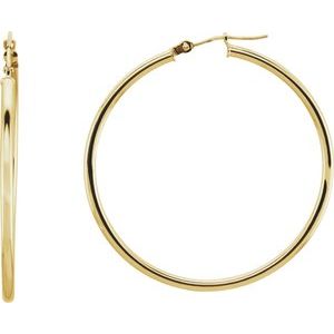 Hoop Earrings 40 x 2mm - Yellow Gold