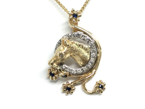 Horse & Flower Pendant - Two Tone