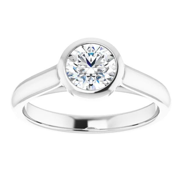 0.74ctw Diamond Bezel Ring GIA - White Gold
