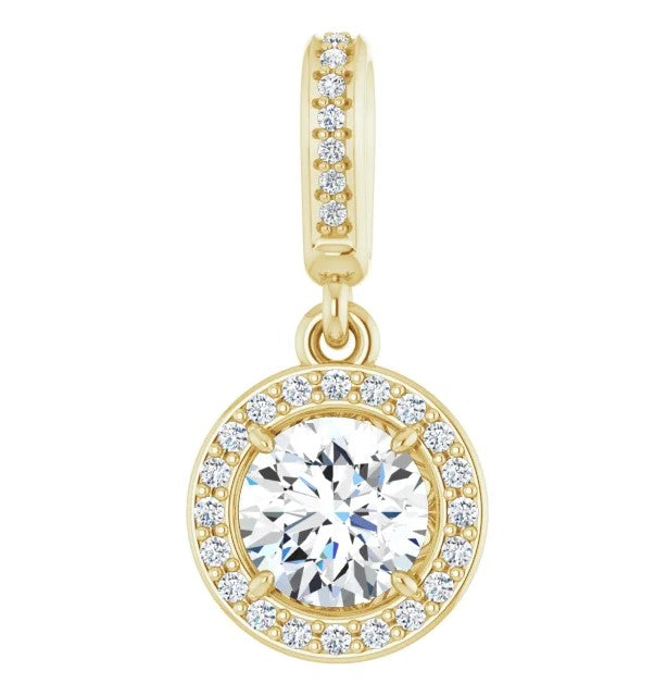Diamond Halo Pendant 0.60ctw GIA - Yellow Gold