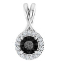 Black & White Diamond Halo Pendant 0.60ctw - White Gold