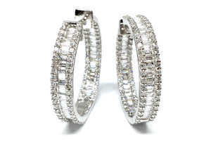 4.12ctw Diamond Hoop Earrings - White Gold