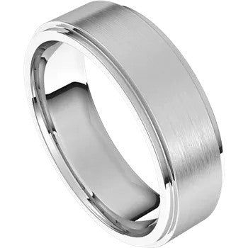 Satin Finish Flat Edged Band 6mm - White Gold