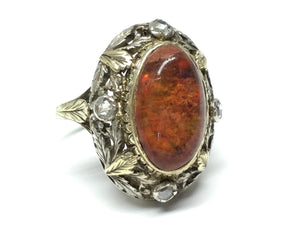 Opal & Diamond Victorian Era Ring - Two Tone