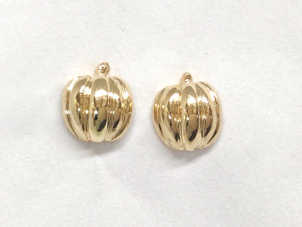 Pumpkin Small Stud Earrings - Yellow Gold