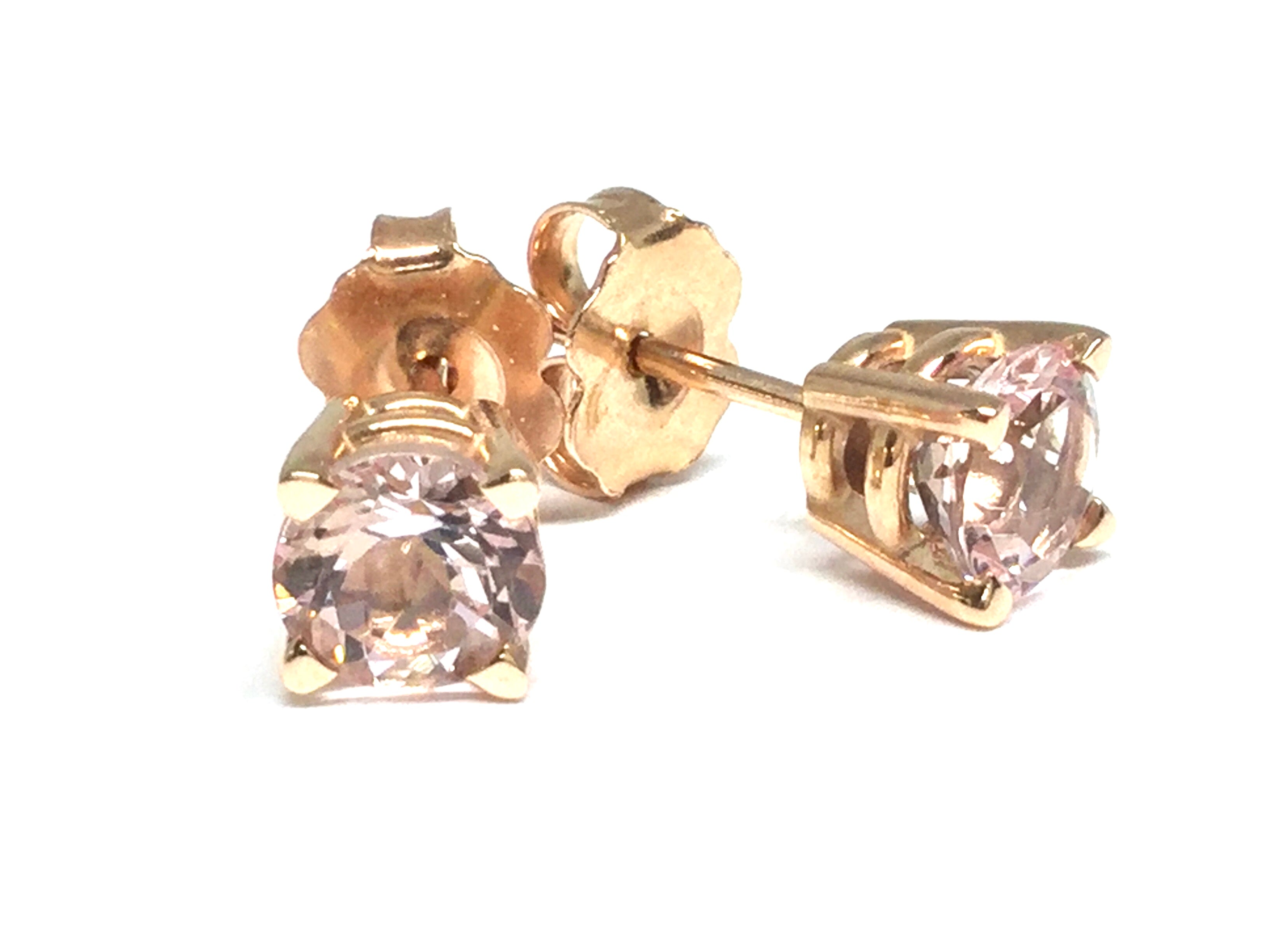 Morganite Stud Earrings 5mm - Rose Gold