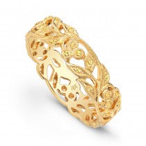 Filigree Yellow Sapphire Eternity Band - Yellow Gold