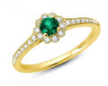 Emerald Ring with Scalloped Diamond Halo - Yellow Gold