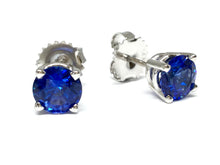 Load image into Gallery viewer, Sapphire Stud Earrings 6mm - White Gold
