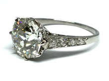 Load image into Gallery viewer, 3.04ctw Old Euro Diamond Deco Ring GIA - Platinum
