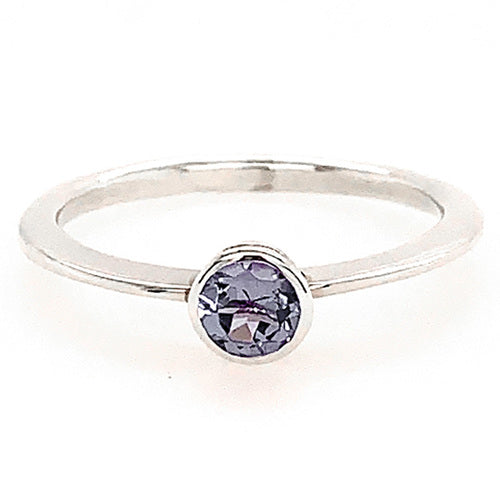 Amethyst Circle Stacking Ring - Silver