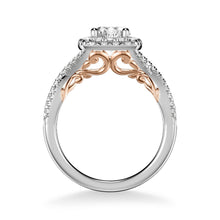 Load image into Gallery viewer, 1.28ctw Twist Shank Diamond Halo Ring GIA - Two Tone
