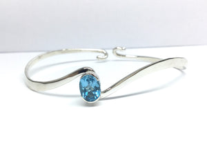 Blue Topaz Reverse Curve Bracelet - Silver