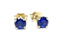 Load image into Gallery viewer, Sapphire Stud Earrings 5mm - Yellow Gold
