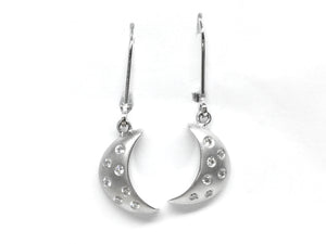 Moonlight Dangle Earrings w/ Diamonds - White Gold