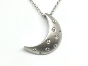 Moonlight Pendant Large w/ Diamonds - White Gold