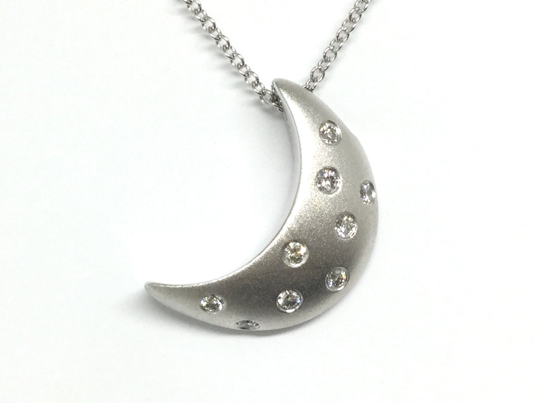 Moonlight Pendant Large w/ Diamonds - White Gold
