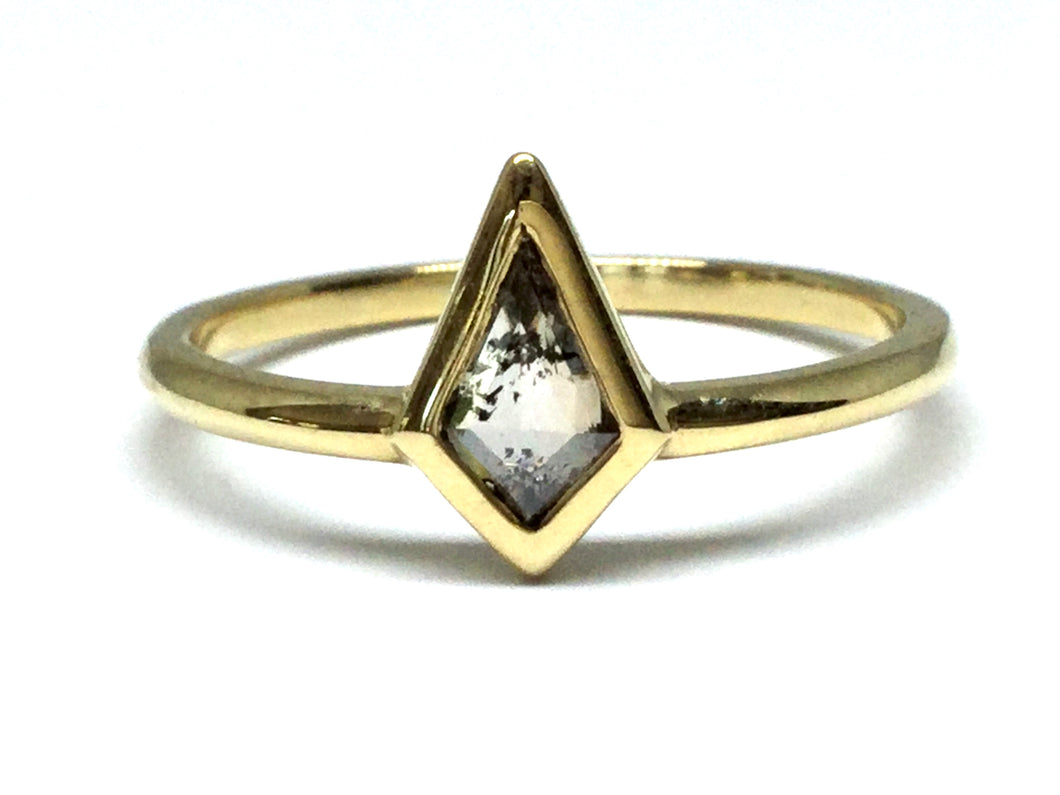 Kite Shape Diamond Bezel Ring - Yellow Gold