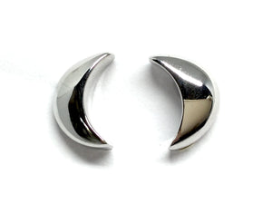 Half Moon Stud Earrings - Silver