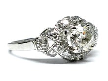 Load image into Gallery viewer, 1.12ctw Old Euro Diamond Deco Ring GIA - Platinum
