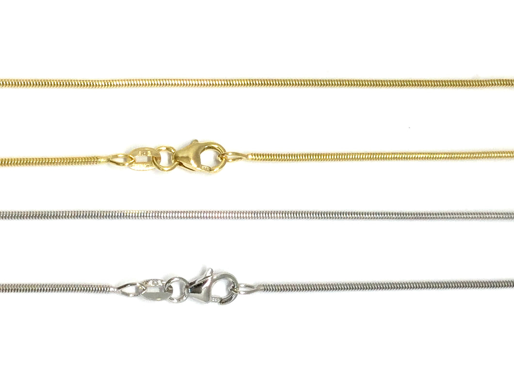 Snake Chain 1.2mm - White, Yellow Gold
