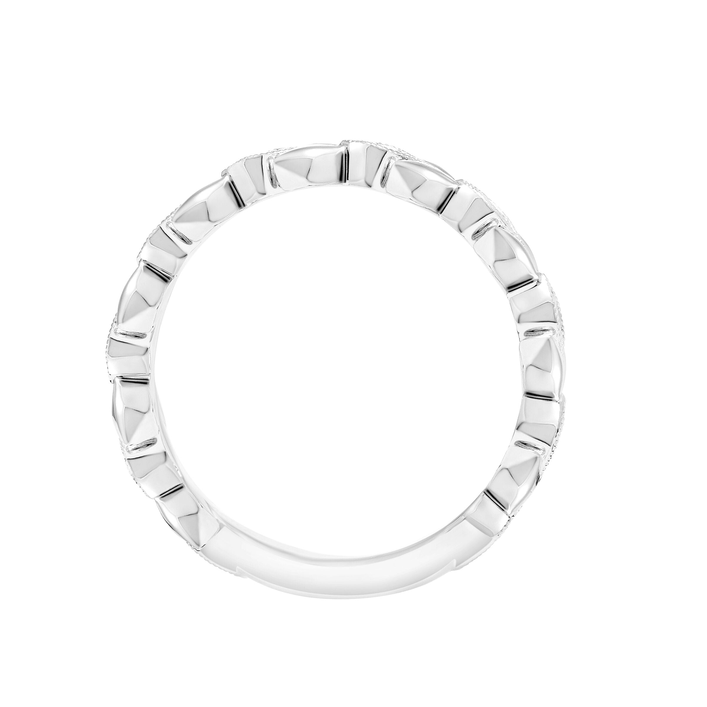 Leaf Design Diamond Band - White Gold